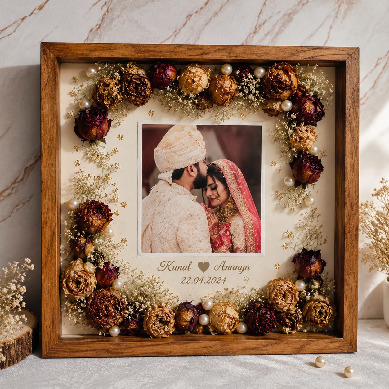 Majestic Bloom Teakwood Frame – 12×12
